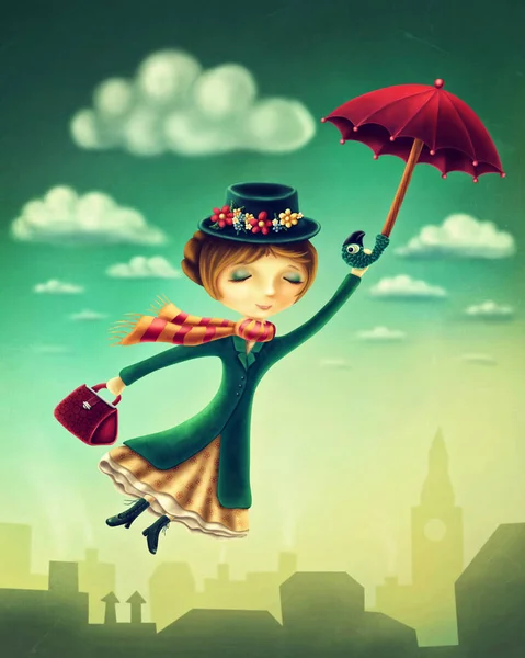 depositphotos 133857078 stock photo woman flying with an umbrella